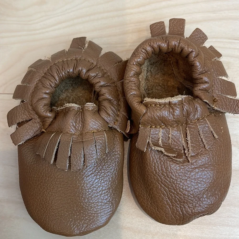 Bundle of 2 Leather Baby Moccasins Size Newborn